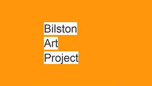 Bilston Art Project logo, an orange background with BILSTON ART PROJECT written with black text and highlighted white in the centre of the image