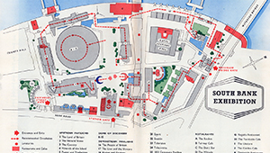 Annotated map of South Bank Centre for the South Bank Exhibition